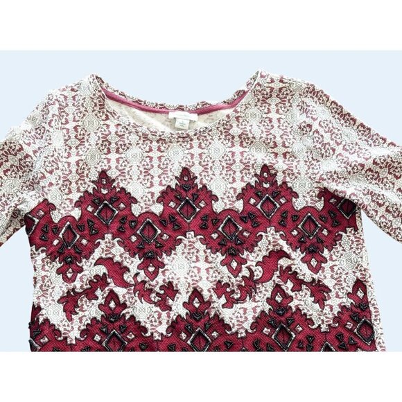 SUNDANCE Neva Tapestry Beaded French Terry Pullover Top Sz Small - Picture 4 of 8